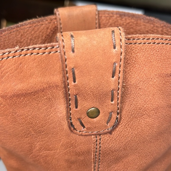 Johnston & Murphy Mid Calf Brown Leather Moto Style Pull On Harness Boots Size 8 - Picture 12 of 16